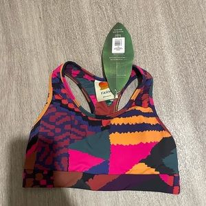 NWT FARM Rio Abstract Patches Sports Bra Size XS